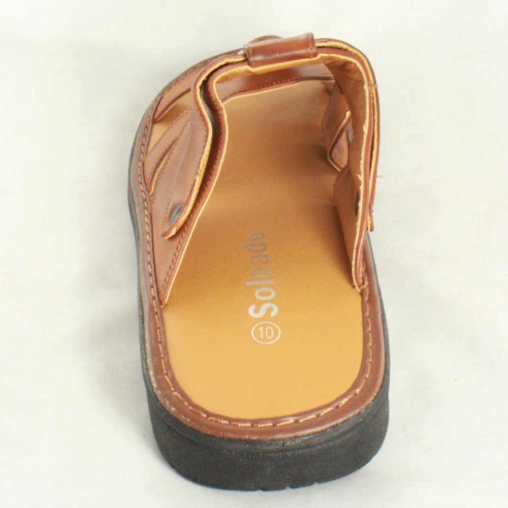 SOLEADO Brown Leather Strappy Sandals Like New - Picture 6 of 7